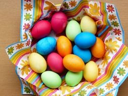 easter eggs in the plate