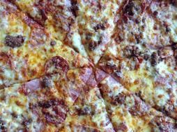 italian cheese pizza with salami close-up