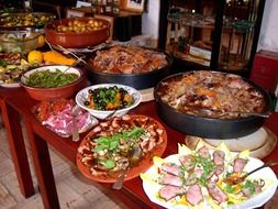 hot and cold appetizers on the table