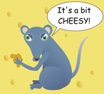 gray mouse on a yellow background in the illustrations