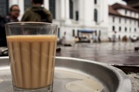 energy milk drink in a glass closeup