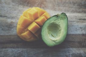 cut mango and avocado