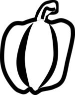 black and white drawing of sweet pepper on a white background