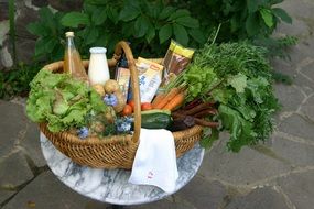 Basket with food and vegetables