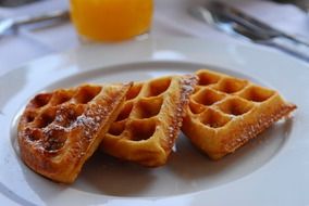 waffle for breakfast on a white plate