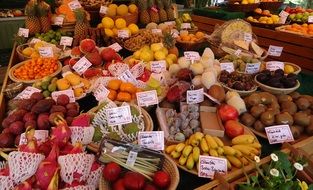 a variety of fruits on the market in Thailand