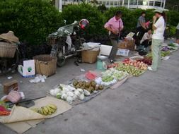 market on the sidewalk, China