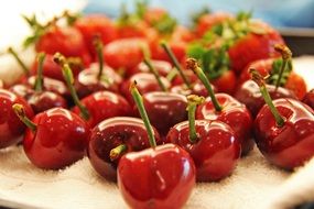 fresh red yummy cherry closeup