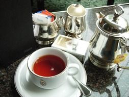 red tasty tea and cigarette