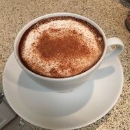 cappuccino in a white cup close up