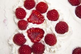 cream with raspberries