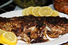 grilled fish and lemon