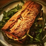 crisp bread on green leaf lettuce