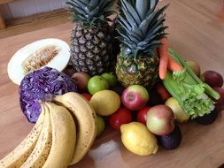 fresh fruit and healthy vegetables