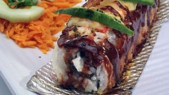 baked salmon sushi roll