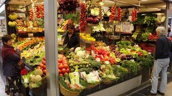 counter with bright vegetables on the market