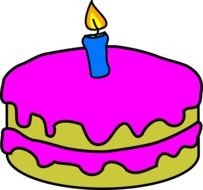 clipart, picture of pink birthday cake with one candle