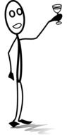 drawn match man with a glass