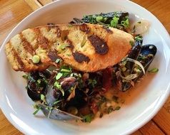 Shellfish dish in a restaurant