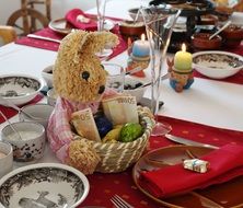 Easter decorations on the dinner table