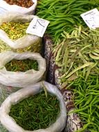 green vegetables in a bags