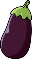 drawing of a purple eggplant with a green tail