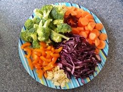 Fresh vegetables on a colorful plate