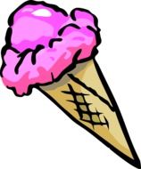 drawing of pink ice cream in a waffle glass