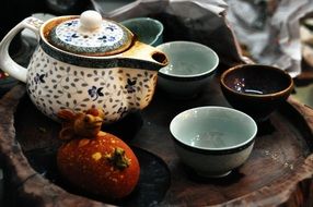 Traditional tea in the teapots