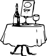 table, dinner, restaurant as a drawing