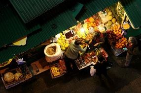 night fruit market retro atmosphere