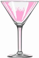 painted martini glass with pink cocktail