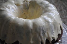 dessert in white glaze