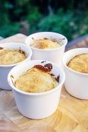 dessert cream brulee in forms