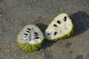 Halved sugar apple on Earth