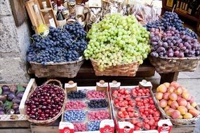 Colorful fruits in the shop in Italy