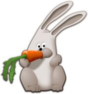 cute bunny eating carrot as a vector drawing