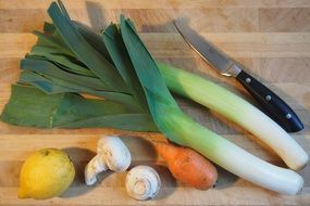 lemon mushrooms onion and the knife