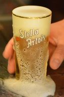 light beer stella artois in a glass