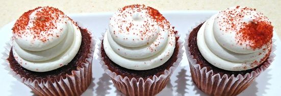 Sweet baked red velvet cupcakes