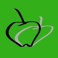 silhouettes of the apple on a green background