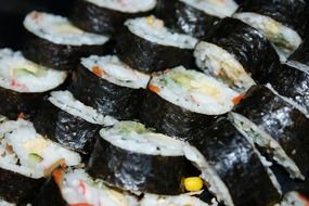 sushi with rice and seafood