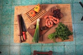 ingredients for lunch on a cutting board