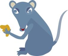 Blue mouse rodent eating cheese on the drawing