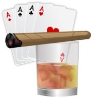 poker cards and cigar and drink drawing