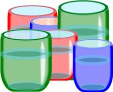 drawing of coloured glasses of water