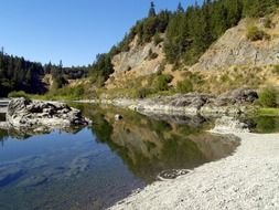 calm creek on the background of the hill