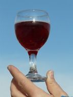 glass of wine in human hands