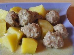 Meatballs and potatoes on the lunch