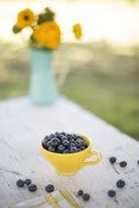 blueberries in yellow cup